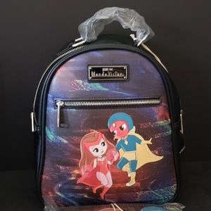 LOUNGEFLY MARVEL WANDA VISION CHIBI MINI BACKPACK and wallet